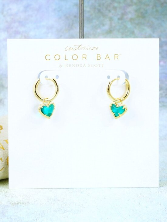 Kendra Scott Jewelry - Kendra Scott Ari Heart Huggie London Blue Earrings Gold Plated December